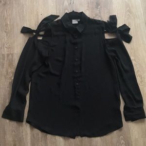 Asos Cold Shoulder Button Front Top